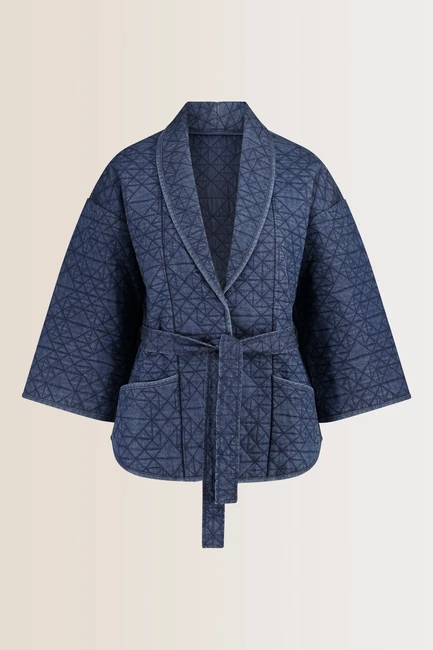 Denim gewatteerde kimono