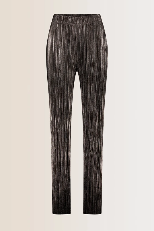 Metallic plissé broek