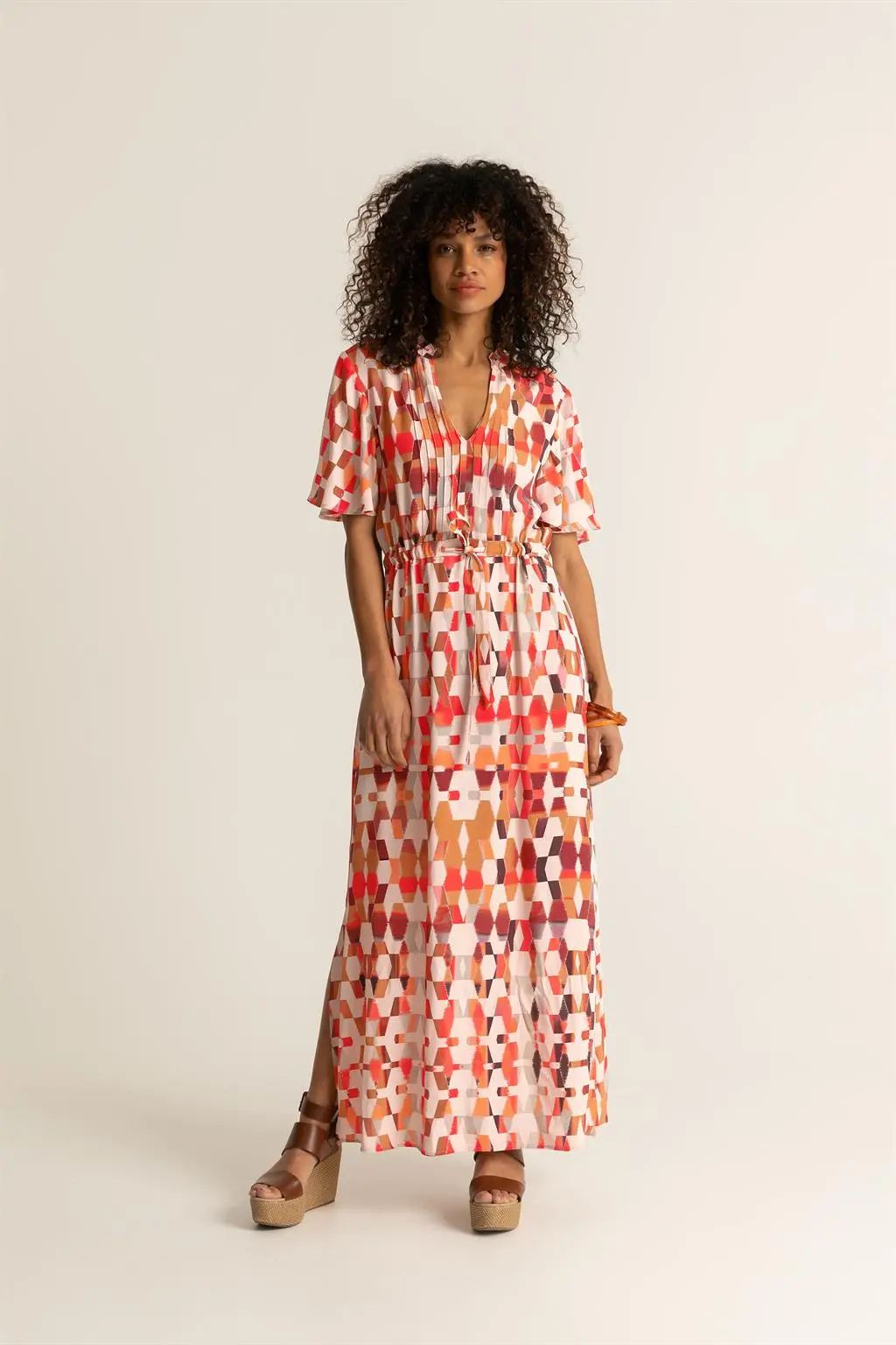 Kabelbaan roltrap kunstmest Multicolour print jurk | Expresso