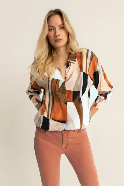 Overhemdblouse met print