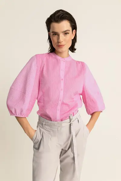 Specifiek kiem Ga door Structuurgeweven blouse | Expresso