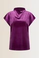 Velvet top met high neck