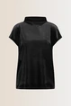 Velvet top met high neck