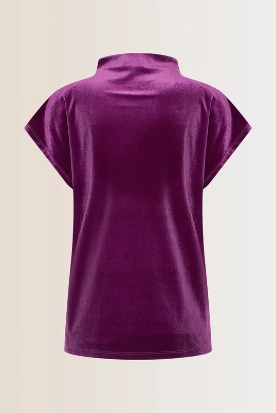 Velvet top met high neck