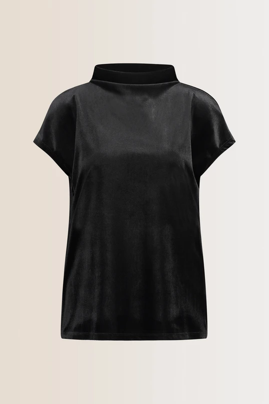 Velvet top met high neck