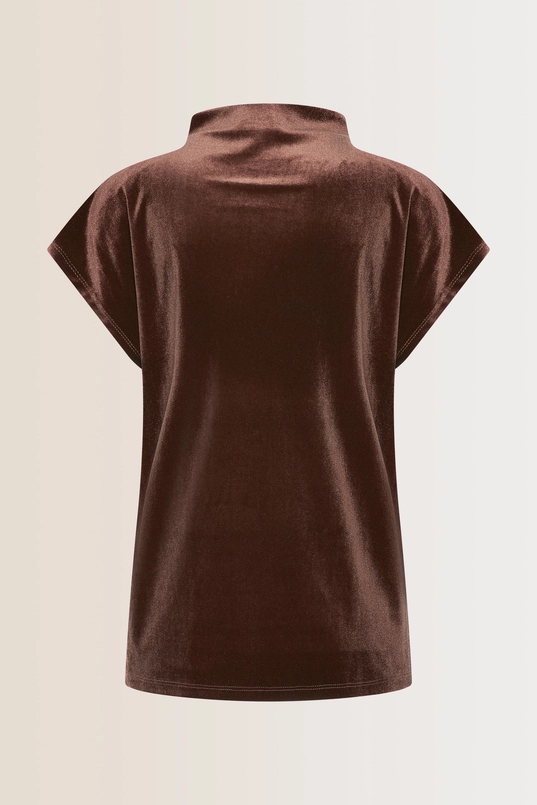 Velvet top met high neck